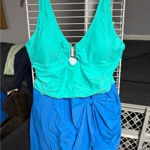 Amazon Women's Swim One Piece in Turquoise and Blue